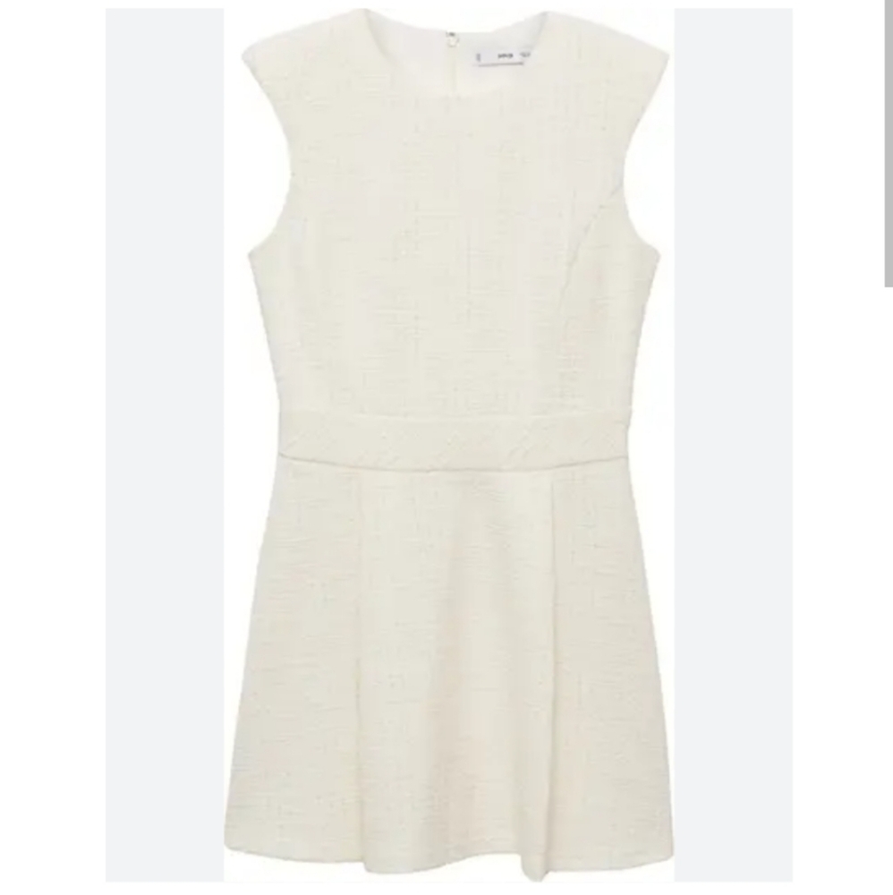 Mango Textured Mini Dress In Off White 4 NWT - Picture 4 of 11